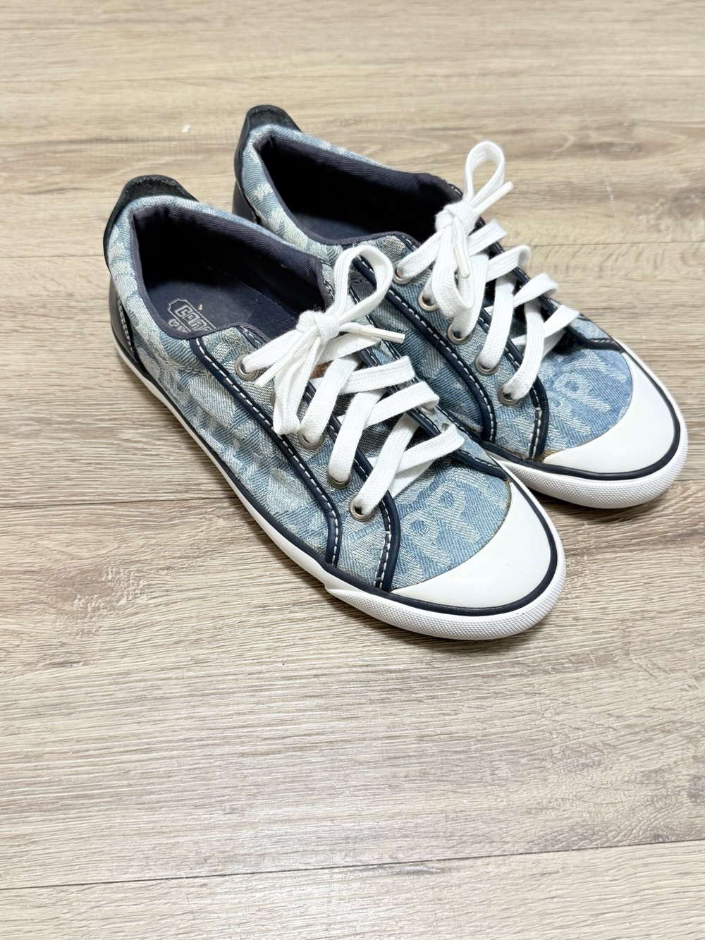 Y2K Coach Polly Denim-Pattern Low Top Sneakers - Blue & White